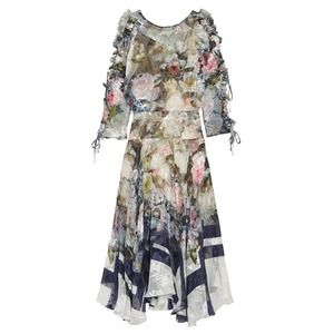 Preen by Thornton Bregazzi Sheer Jenna Floral Silk Blend Chiffon Midi Dress‎